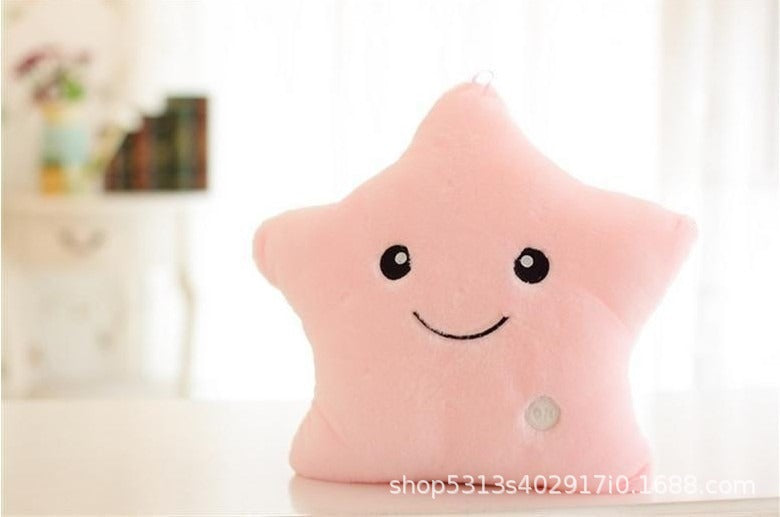 Colorful luminous pillow cute five-pointed plush toy doll wholesale