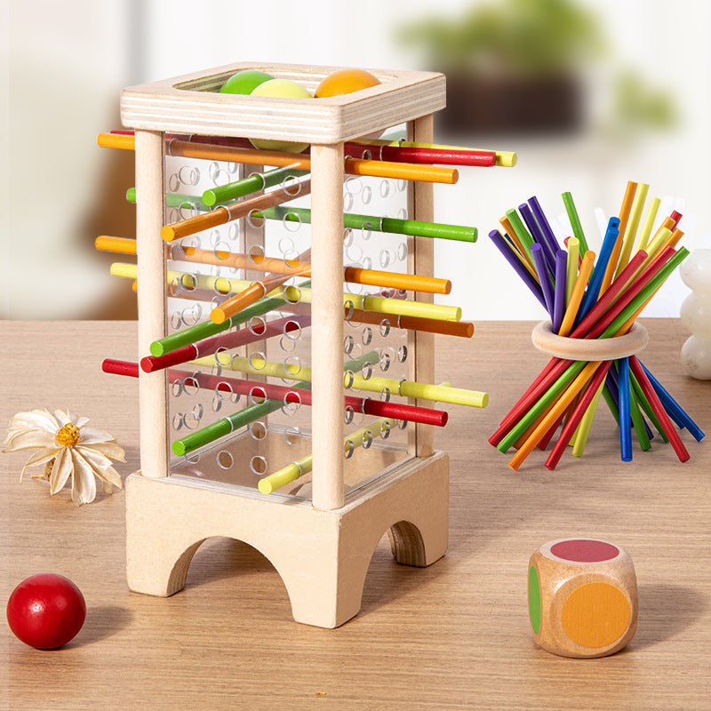 Wooden Kidsren's Stick Insertion Game Baby Draw Stick Color Cognitive Pitching Montessori Family Interactive Toy