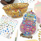 Infeel.Mepet White Card Scenery Stickers, Vintage Item Restorer, Miniature Stereo Chinese-Style Fun Stickers