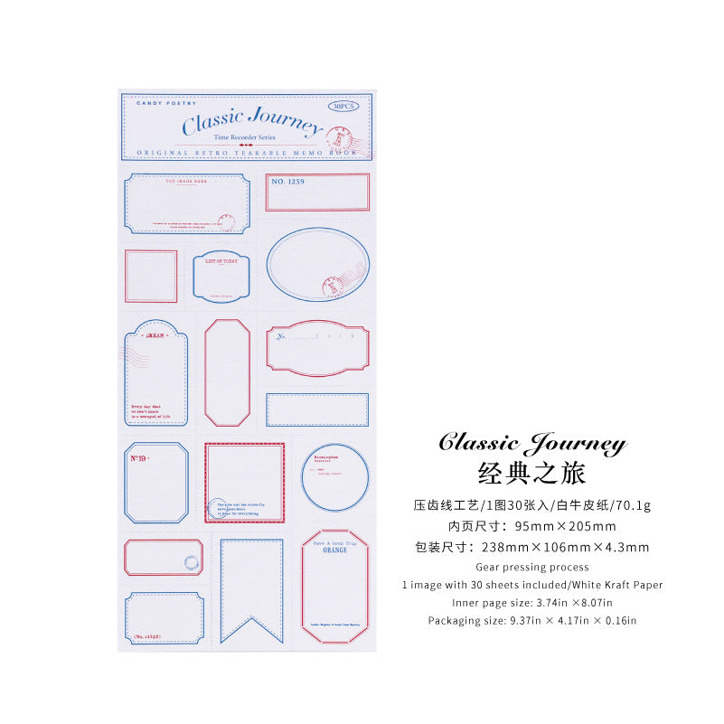 Sugar poem label note book time recorder original retro literature DIY material decoration base note paper