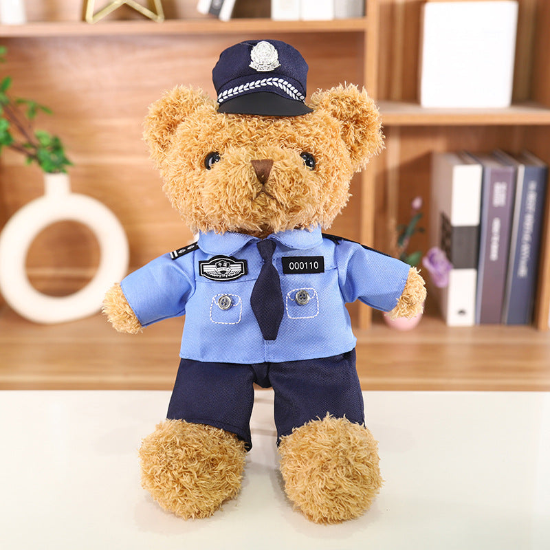 Police Bear Doll Traffic Police Bear Doll Uniform Fire Suit Teddy Bear Plush Toy Internet Red Bear Doll