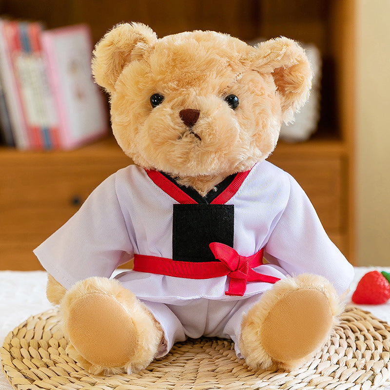 Taekwondo bear doll plush toy teddy bear doll doll martial arts hall activity gift can add LOGO