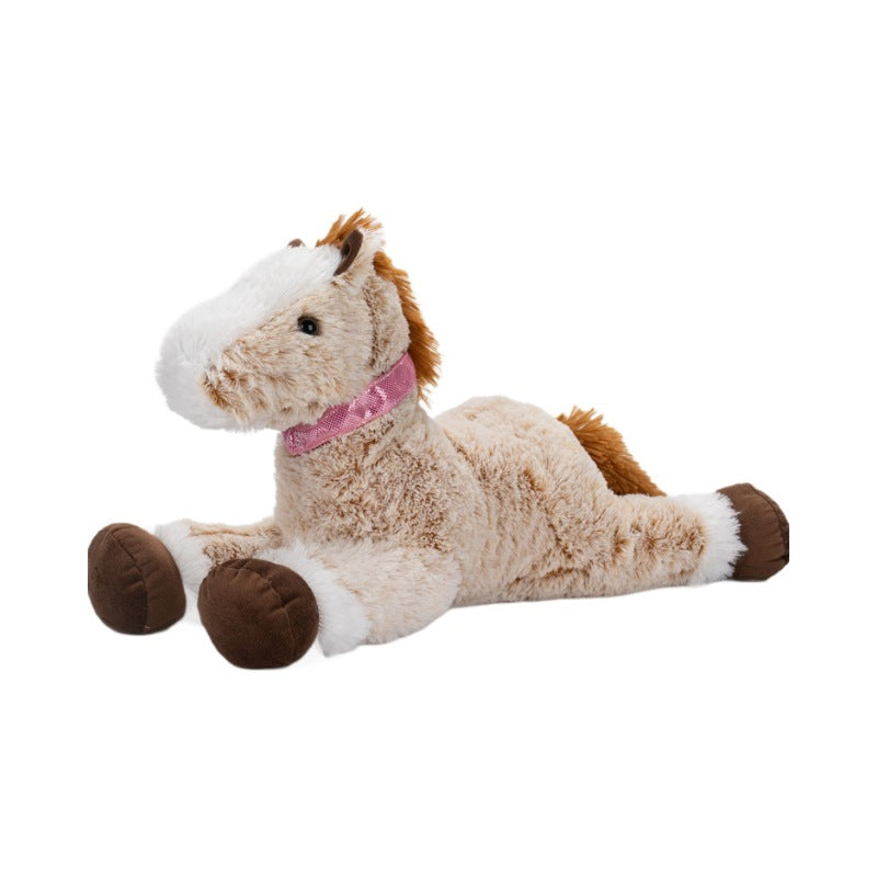Simulation Pony Doll Cross-border Plush Toy Creative Cute Lying Posture Brown Horse Animal Doll Sleeping Doll Pillow