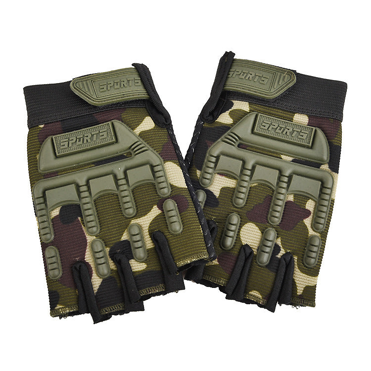 Children's Protective Anti-Slip Combat Half-Finger Sports Gloves Adult Parent-Child Tactical Gloves Outdoor Cycling and Mountaineering