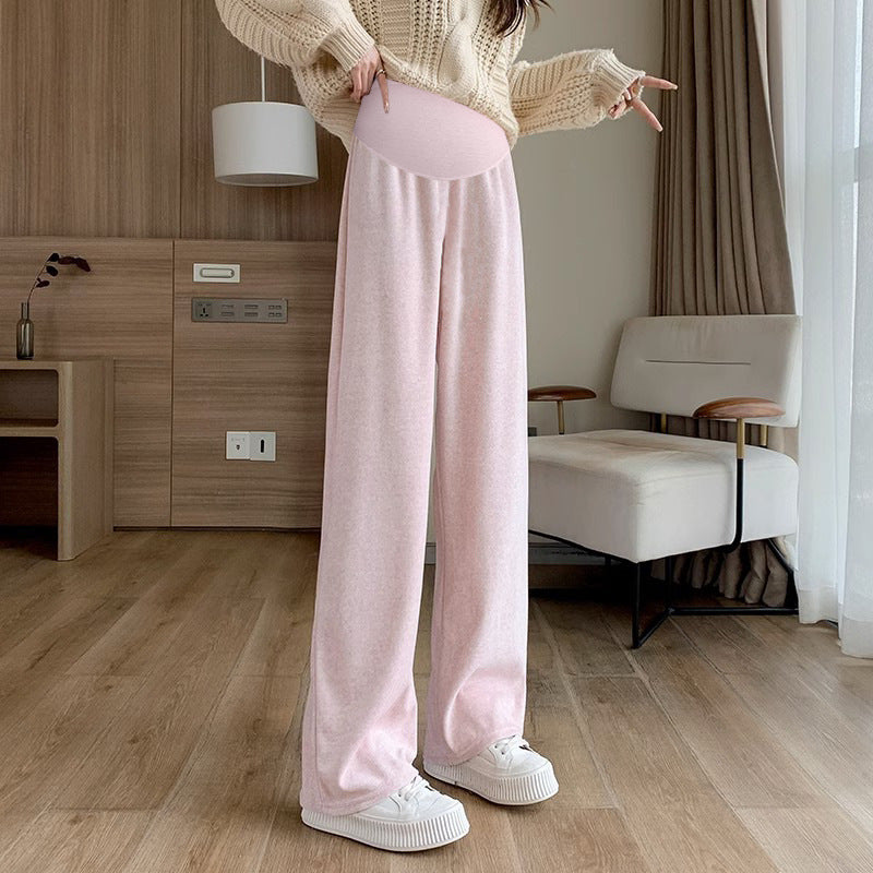 In stock multi-color optional autumn and winter New fleece-lined pregnant women's pants casual Internet celebrity towel pants fashionable drop-down mop pants