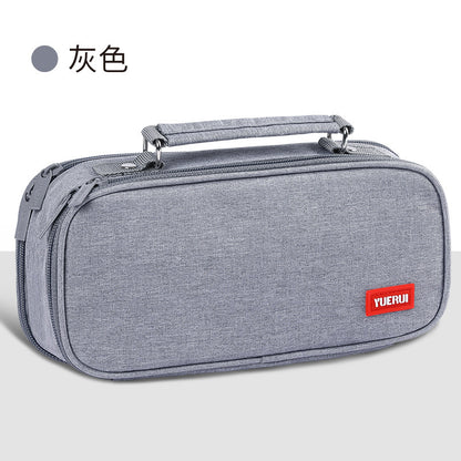 Yuerui Large-Capacity Canvas Multi-Layer Pencil Bag Portable Simple Student Multi-Functional Pencil Bag Satchel Stationery Box