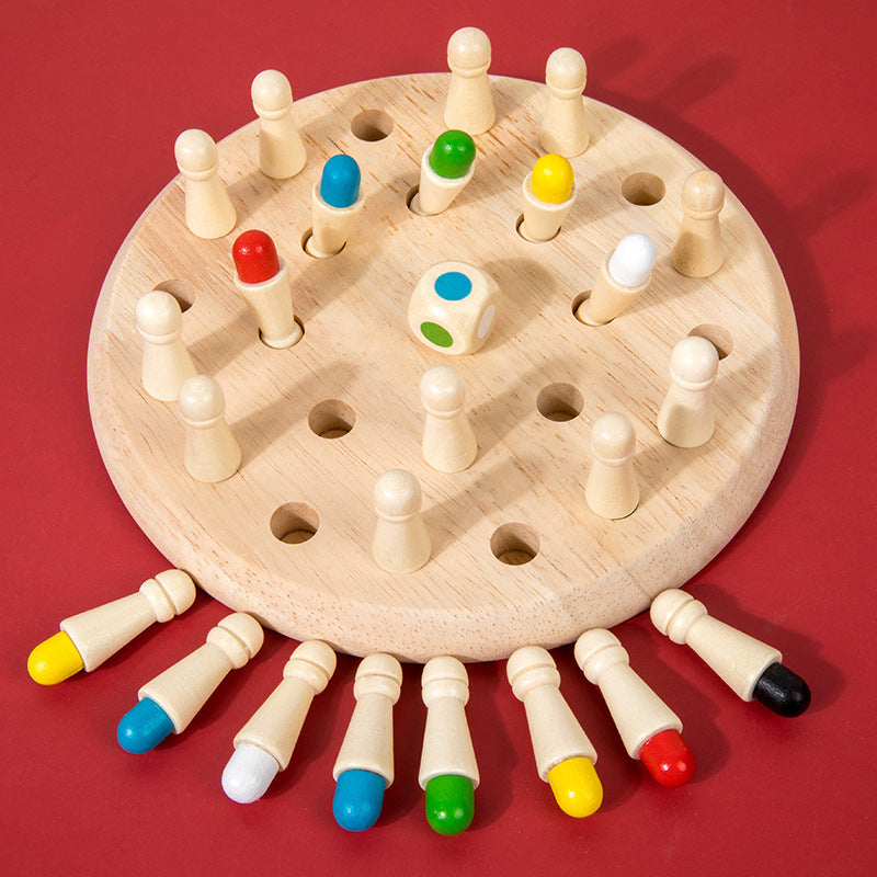 Cross-border children's wooden early education color memory chess thinking logic concentration training parent-child interactive puzzle board game
