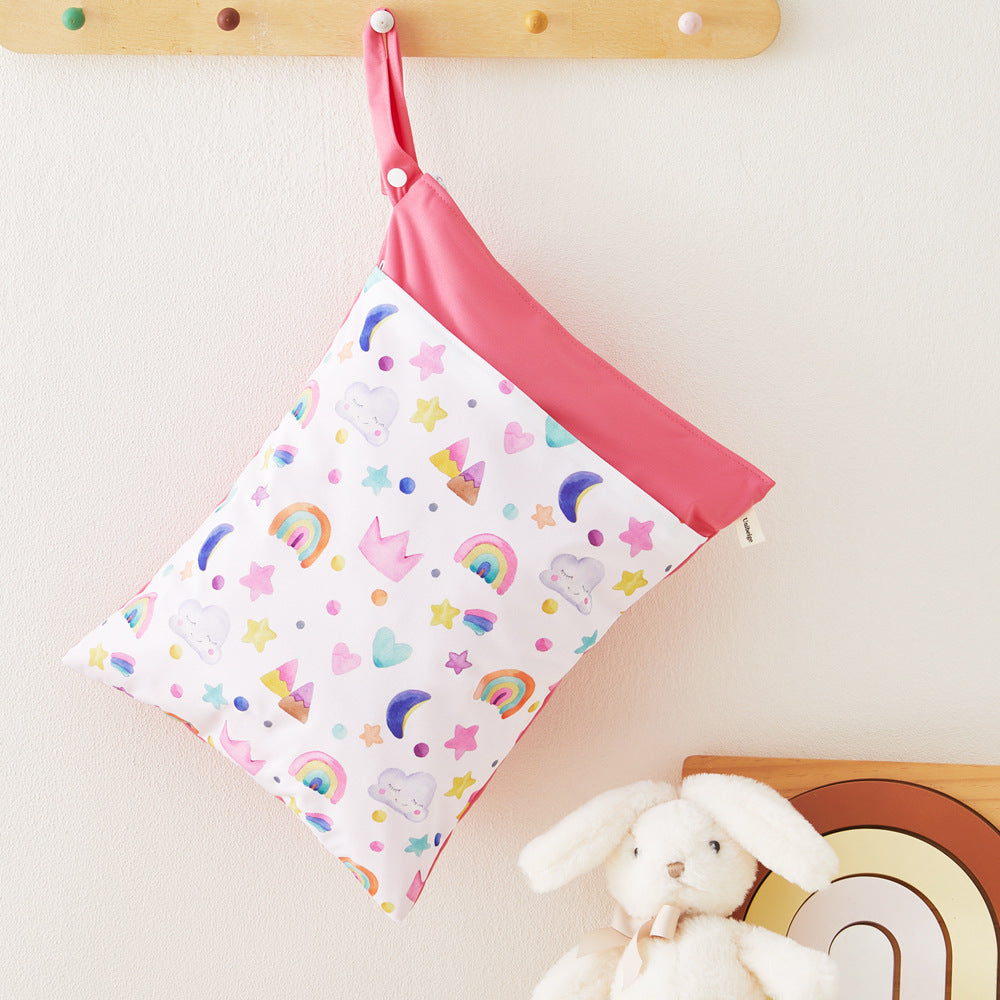 Ins Baby Room Decorative Storage Hanging Bag Cross-border Hot Selling Baby Diaper Bag Wetbag Dry and Wet Separation 30*40
