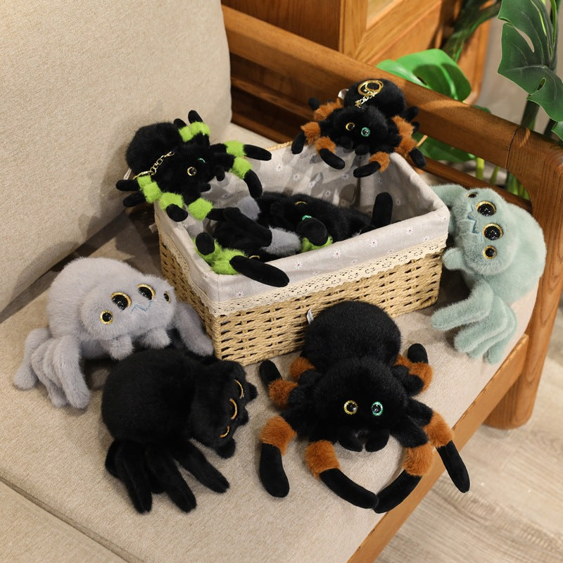 Simulated Spider Plush Toy Doll Bag Pendant Keychain Cute Little Spider Doll Funny Birthday Gift