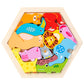 Cross-Border Children's Wooden Three-Dimensional Hexagonal Puzzle Animal Transportation Puzzle Building Blocks Early Education Educational Toys