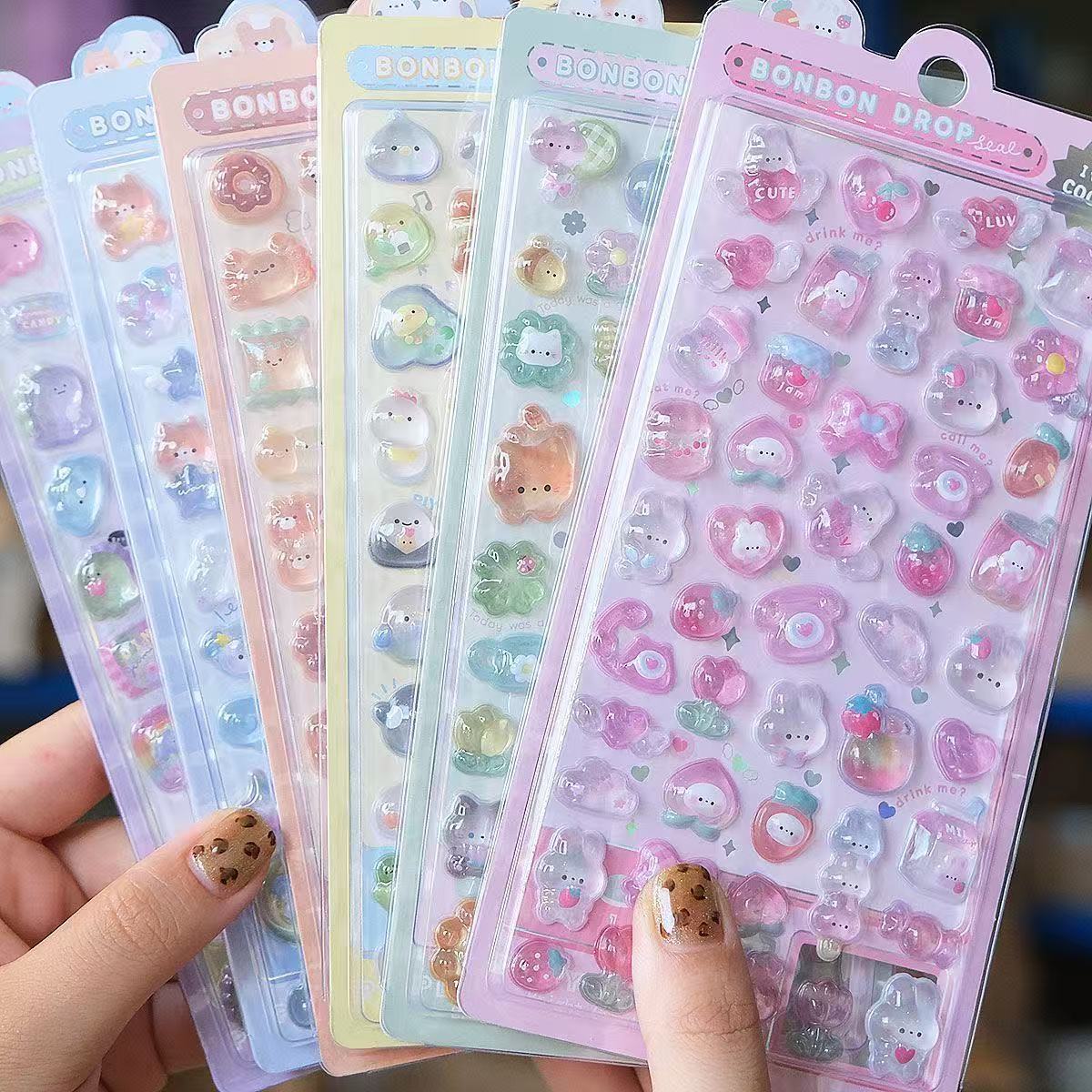 High-Quality Second-Generation Cartoon 3D Relief Hollow Stickers Cute Reward 3D Stickers Wholesale
