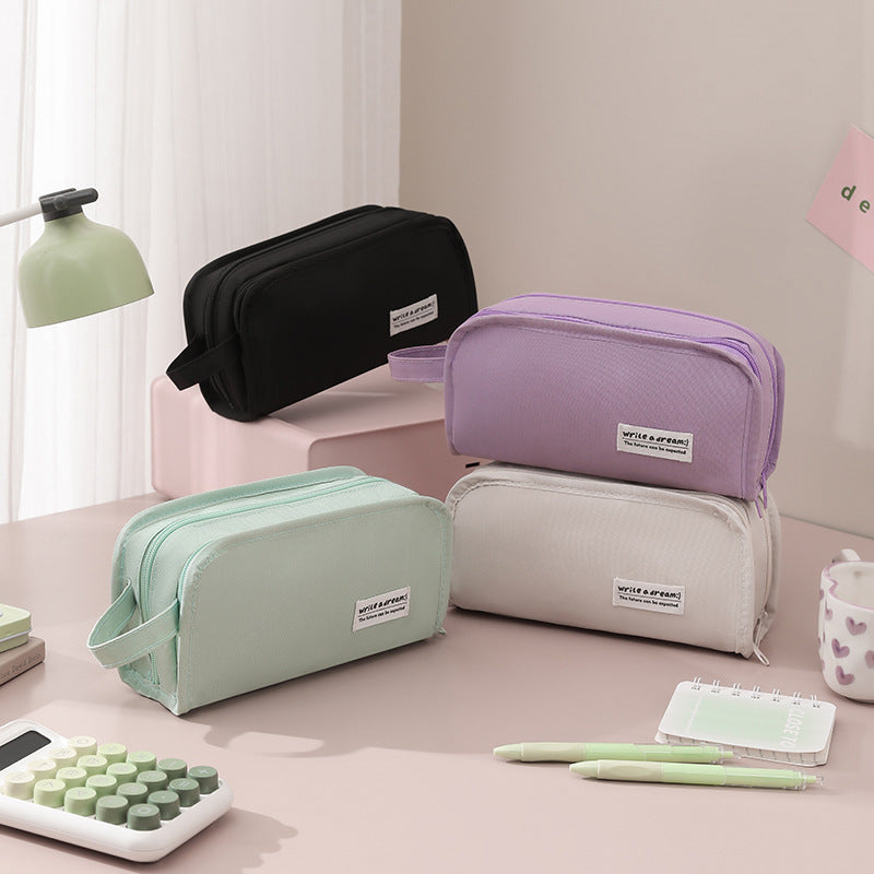 New Simple In-Style Large-Capacity Stationery Bag for Students, High-Looking Stationery Box, Multi-Functional Storage Pencil Case, Pencil Case
