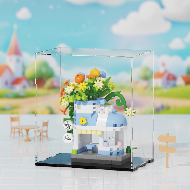 Compatible with Lego City Architecture Street View Hamburg Coffee Flower Shop Small Shop Building Blocks Children's Educational Toys Gifts
