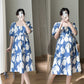 Pregnant Women's Summer Fashion Short Sleeve Square Collar Printed dress Loose plus size Skirt Summer Internet Popular Pregnant Women's Skirt Summer
