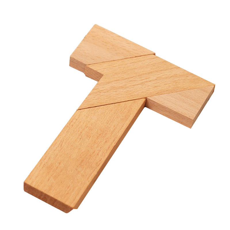 Beech Wood Long T-Shaped Puzzle Tangram Educational Toy Teaching Aids for Adults, Primary School Students and Kidsren's Intellectual Puzzles
