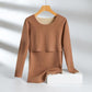 Breastfeeding Autumn Jacket One-Piece Women's plus size Autumn and Winter fleece-lined Pregnant Women's Thermal Underwear Postpartum Maternity Clothing