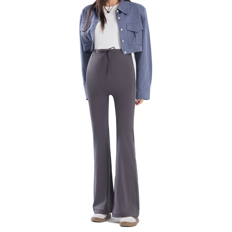 Pregnant Women's Pants Spring and Autumn Outer Wear Fashionable Slim-fit Autumn Shark Skin Flared Pants Drawstring Belly Yoga Pants Autumn Wear