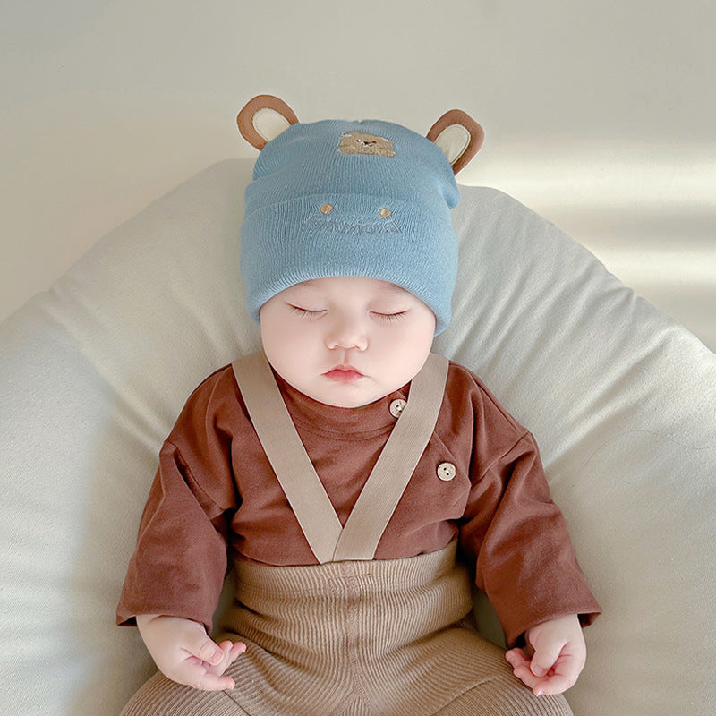 Katu Bear Infant Hat Spring & Fall 3-6-12 Months Male and Female Baby Pullover Hat Cotton 100-Day Sleeping Hat