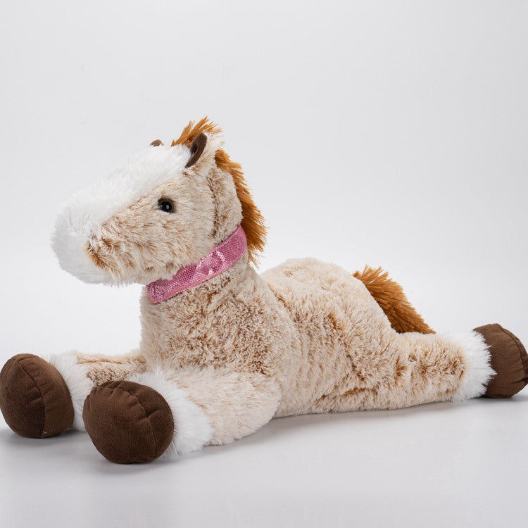 Simulation Pony Doll Cross-border Plush Toy Creative Cute Lying Posture Brown Horse Animal Doll Sleeping Doll Pillow