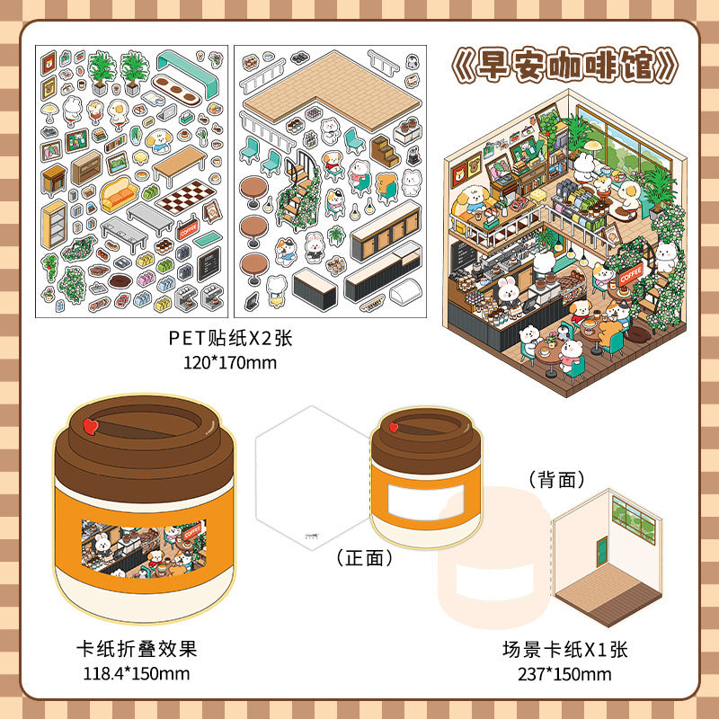 Infeel.Me Extra Large Scenery Stickers Today's Business Hours Open - Part Twelve DIY Journal Scene Stickers