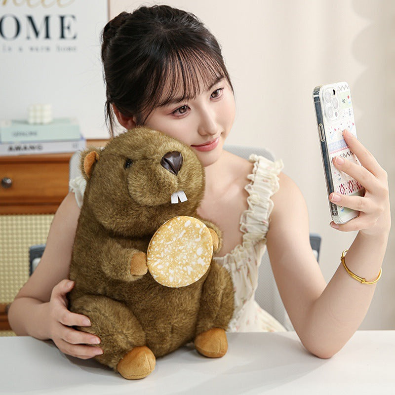 Simulated Groundhog Plush Toy Screaming Mouse Pillow Doll Cute Doll Girls Birthday Ornament Gift