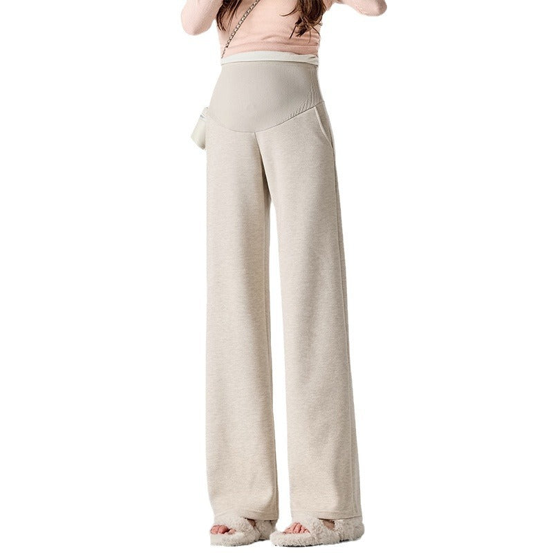 Pregnant Women's Pants Autumn and Winter 2024 New Wide Leg Pants for Outer Wear Abdominal Adjustment Casual Straight Pants plus size Winter Clothes