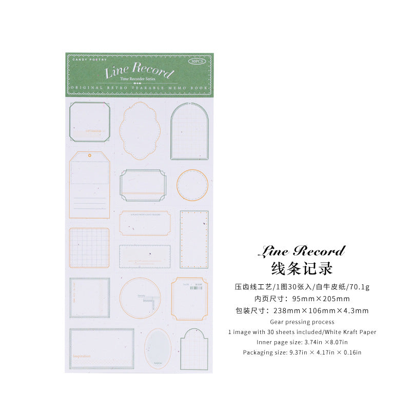 Sugar poem label note book time recorder original retro literature DIY material decoration base note paper