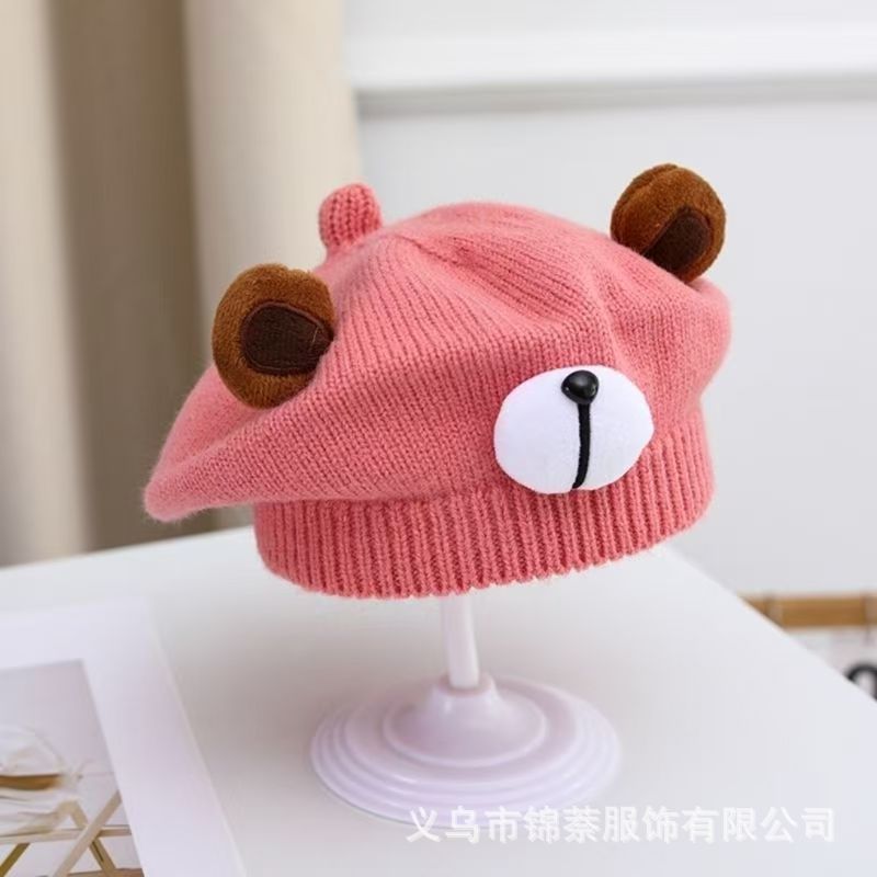 Spring and Autumn Korean Style Baby Boy and Girl Candy Color All-match Knitted Beret Children's Western Style Casual Wool Hat Paintler Hat