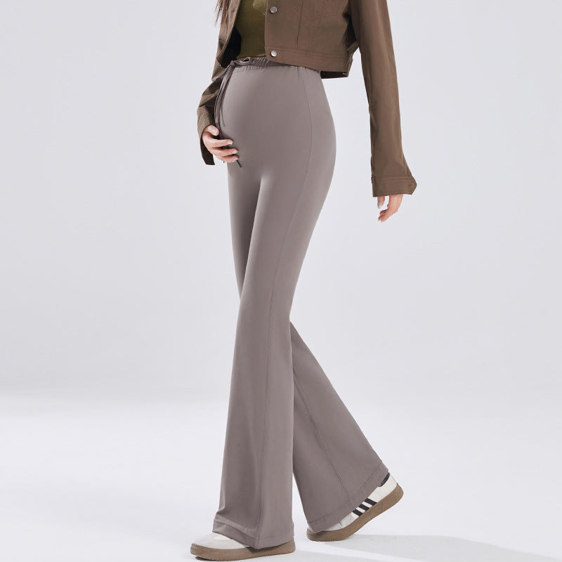 Pregnant Women's Pants Spring and Autumn Outer Wear Fashionable Slim-fit Autumn Shark Skin Flared Pants Drawstring Belly Yoga Pants Autumn Wear