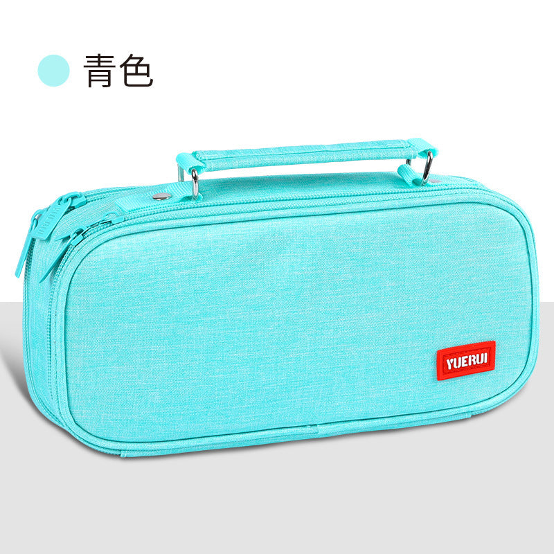 Yuerui Large-Capacity Canvas Multi-Layer Pencil Bag Portable Simple Student Multi-Functional Pencil Bag Satchel Stationery Box