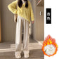 Maternity clothes 2024 autumn and winter New Korean style fashionable cashmere stripe fleece-lined thickened belly support wide-leg pants for pregnant women