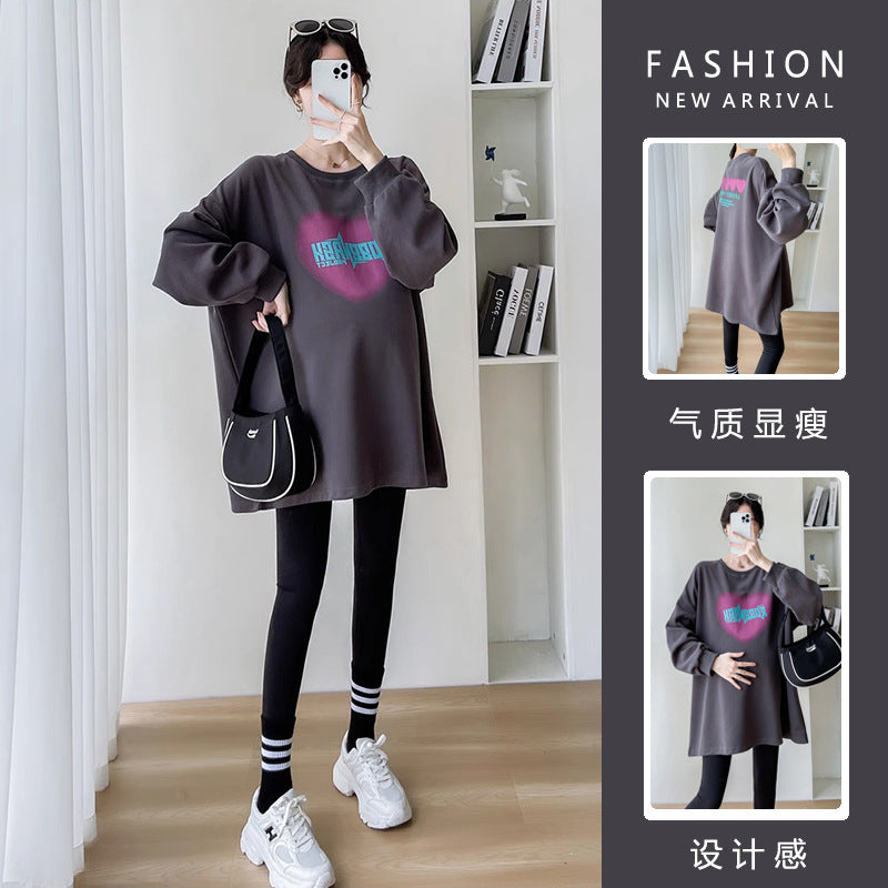 Pregnant women's autumn and winter autumn coat 2023 spring fashion loose sweater dress autumn T-shirt thin