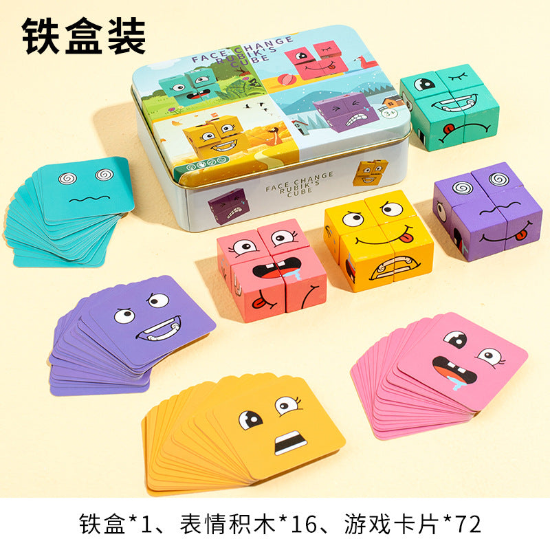 Tiktok-Style Face-Changing Magic Cube Smiley Face Fun Expression Building Block Puzzle Children's Toy Logical Thinking Educational