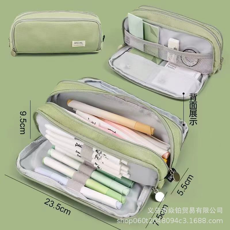 Korean Style Boat-Shaped Large-Capacity Multi-Layer Oxford Pencil Bag Multi-Functional Portable Stationery Box Simple Student Storage Pencil Bag