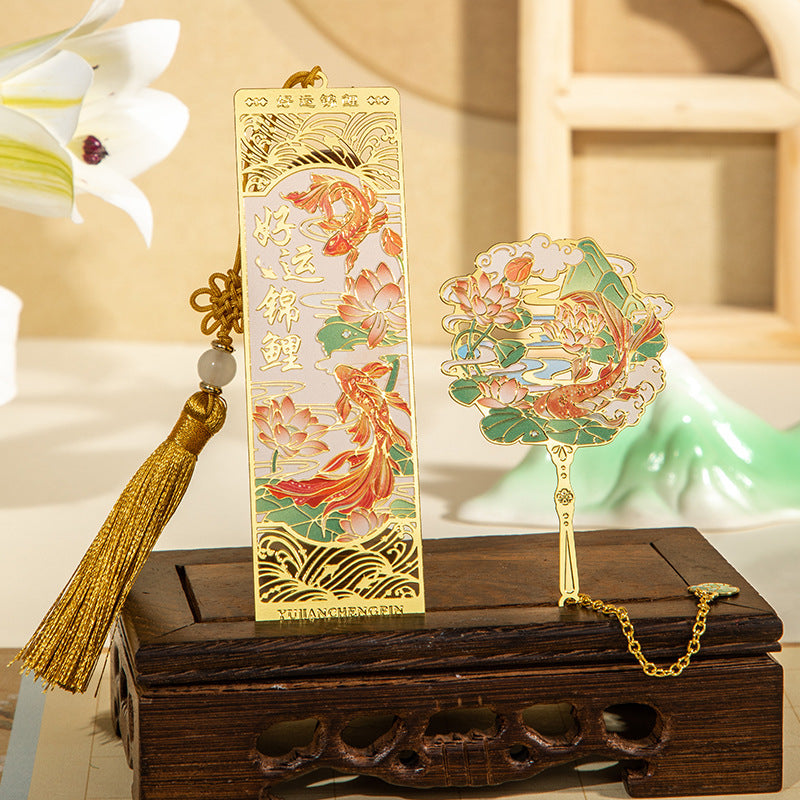 Forbidden City Cultural and Creative Commemorative Gift Koi Bookmark Gift Box High-End Exquisite Brass Metal Bookmark Graduation Gift