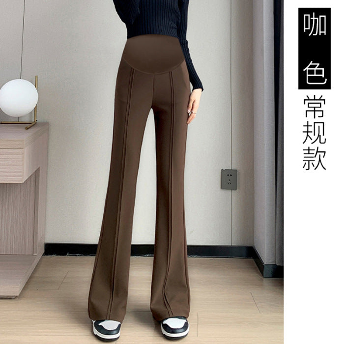 Pregnant women fleece-lined autumn and winter new goddess pants micro-pants split slim slim outer wear pants suit pants