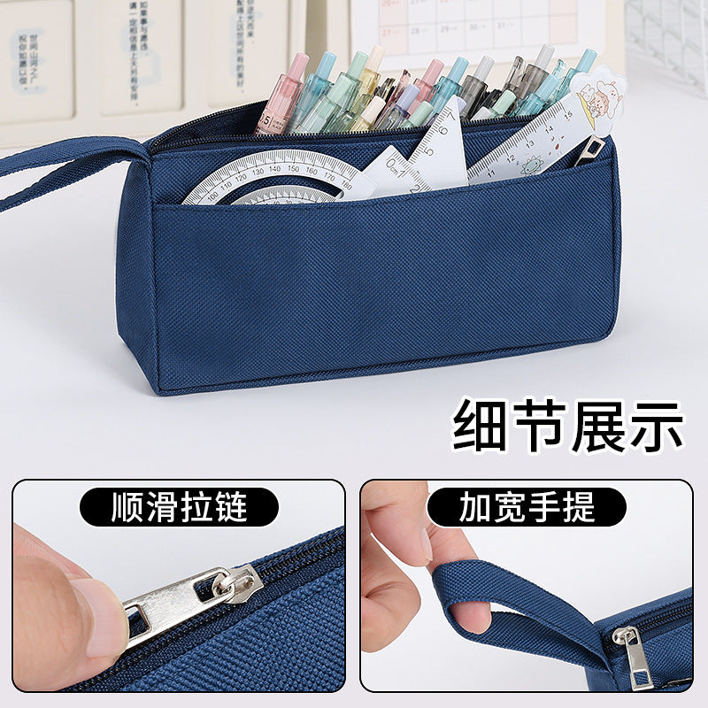Cross-Border Pencil Bag with Printed Logo, Portable Stationery Bag for Primary and Secondary School Students, Practical and Durable Advertising Pencil Case Oxford Cloth