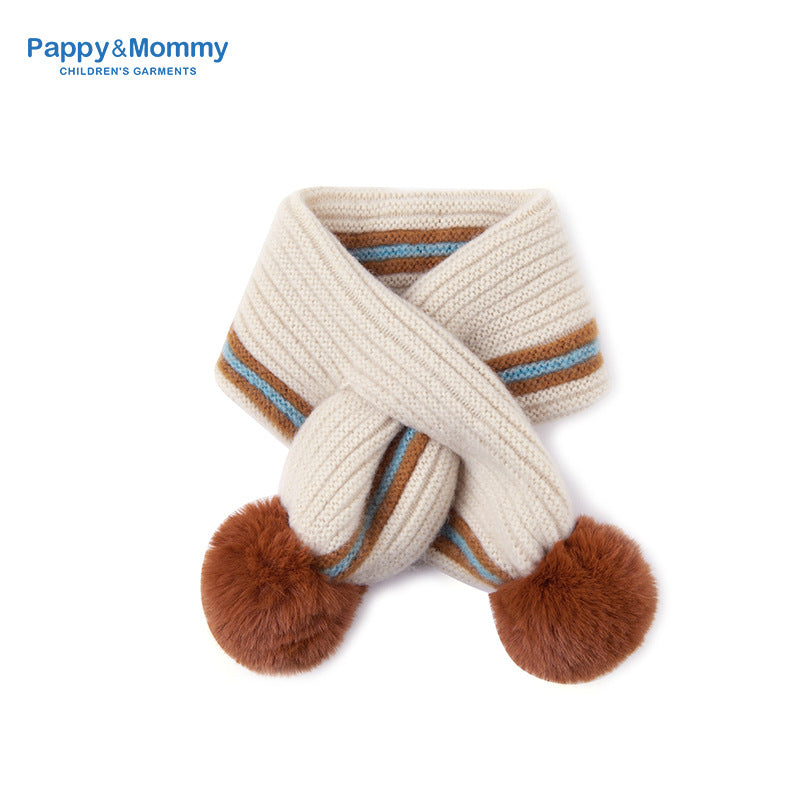 Babamama children's scarf winter thick warm jacquard love boy's scarf baby girl's thickened scarf scarf