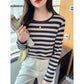 Real Shot All-match Breastfeeding Clothes Spring Pure Cotton Sanding Breastfeeding Striped T-shirt Postpartum All-match Slimming Breastfeeding Base Clothes