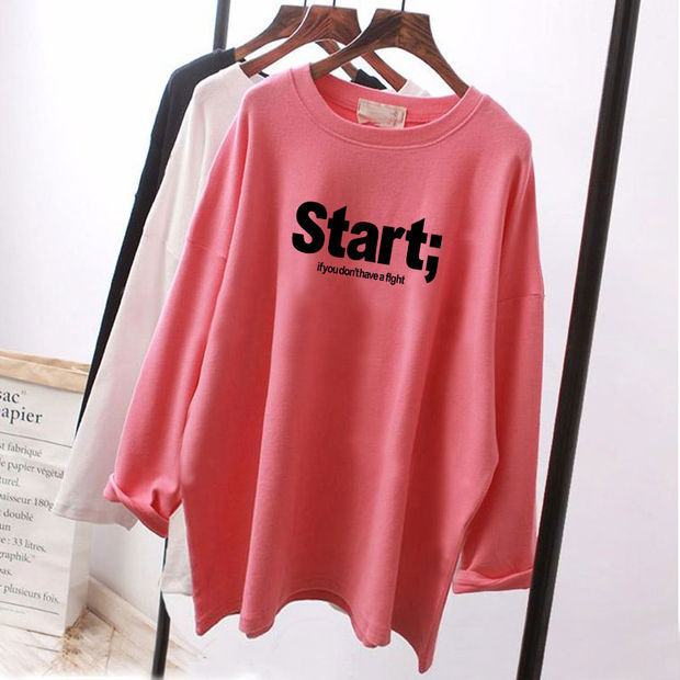 Pregnant Women's Autumn Cotton Top Mid-length Long-sleeved Loose Korean Fashion Trendy Mom's Pregnancy T-shirt Winter Base Shirt