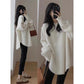 2025 Maternity Sweater Long-Sleeved Top, Lazy Style Loose Round Neck Autumn and Winter New Style Side Slit Loose Top