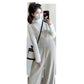 Real shot fleece-lined pregnancy fashion autumn and winter pregnant women's suspenders fleece-lined thickened plus size pregnant women's suit wide leg pants