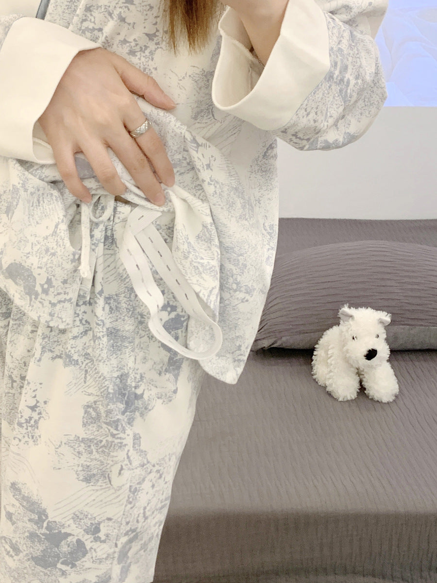 Lunar Clothing Spring and Autumn Cotton Postpartum Lactation Adjustable Delivery Room Pregnant Women Pajamas Loose Maternal Feeding Wear
