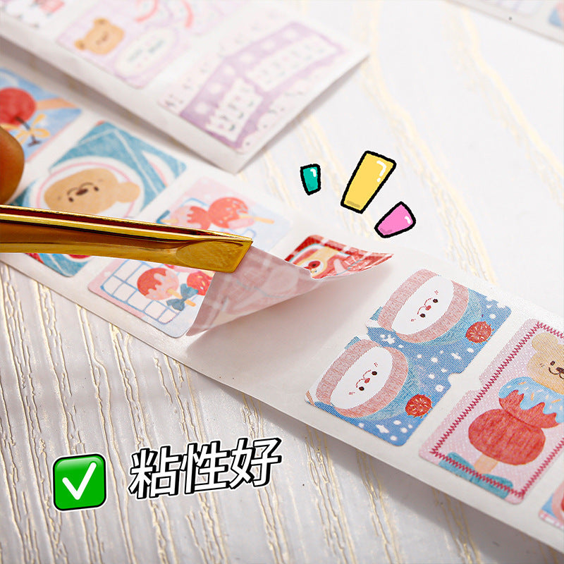 Liyuan Original Cartoon Stamp Illustration Stickers Cute Little Nose Decoration Sealing Stickers Handbook Material Roll Stickers