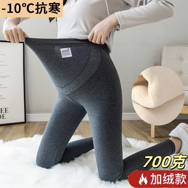 Pregnant Women's Leggings Spring and Autumn Outer Wearing Cotton plus size Autumn Pants fleece-lined Belly-supporting 150.00kg Pregnant Women's Nine-point Pants