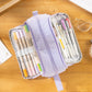 Han Feng Japanese Style New Large Capacity Pencil Case Double Layer Solid Color Multifunctional Pencil Case for Men and Women Middle School Students Pencil Bag