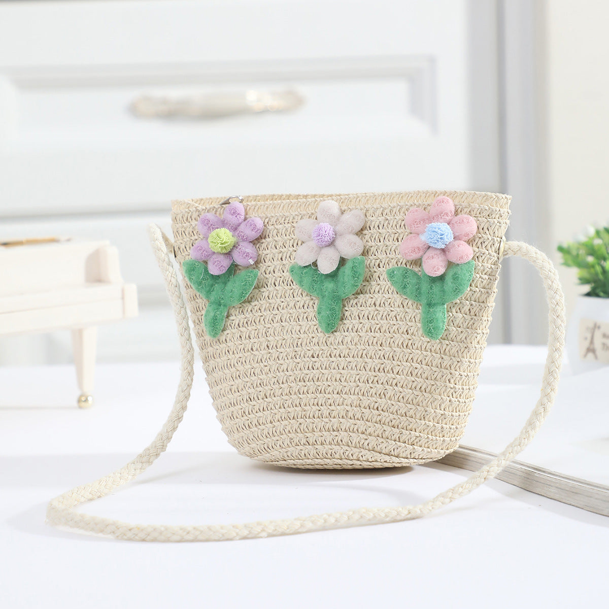 Cross-border New Children's Bag Spring and Summer New Children's Crossbody Bag Handmade Straw Satchel Travel Mini Coin Purse