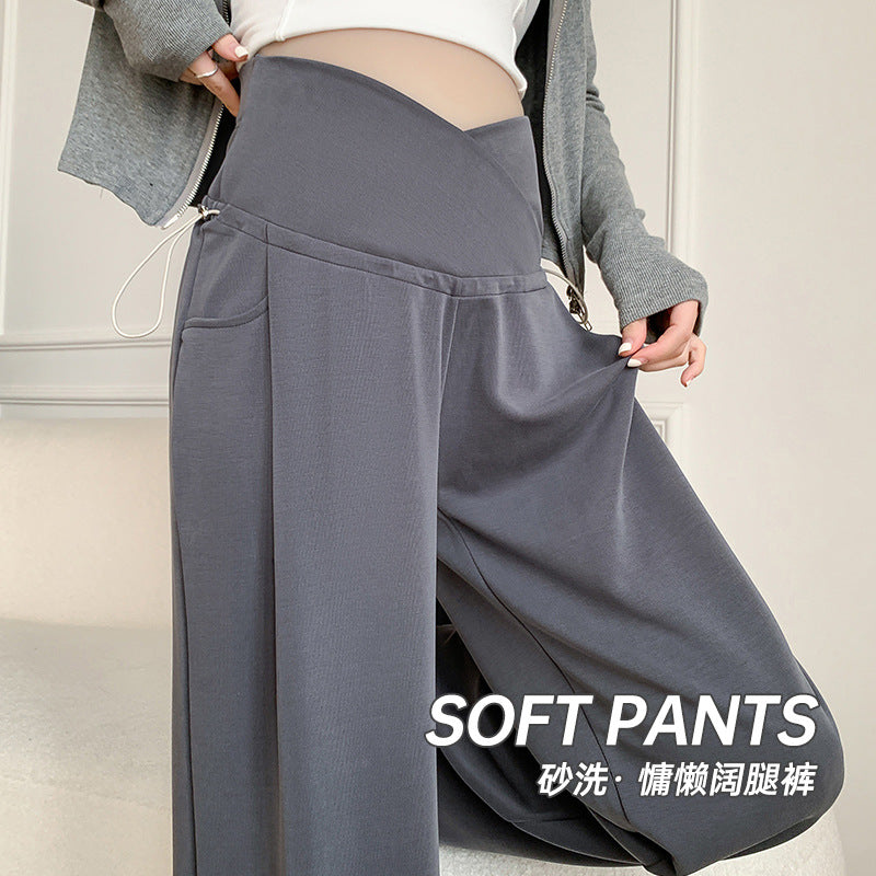 Real shot pregnant women pants spring and autumn outer wear 2025 new casual wide leg pants early pregnancy pants maternity spring clothes