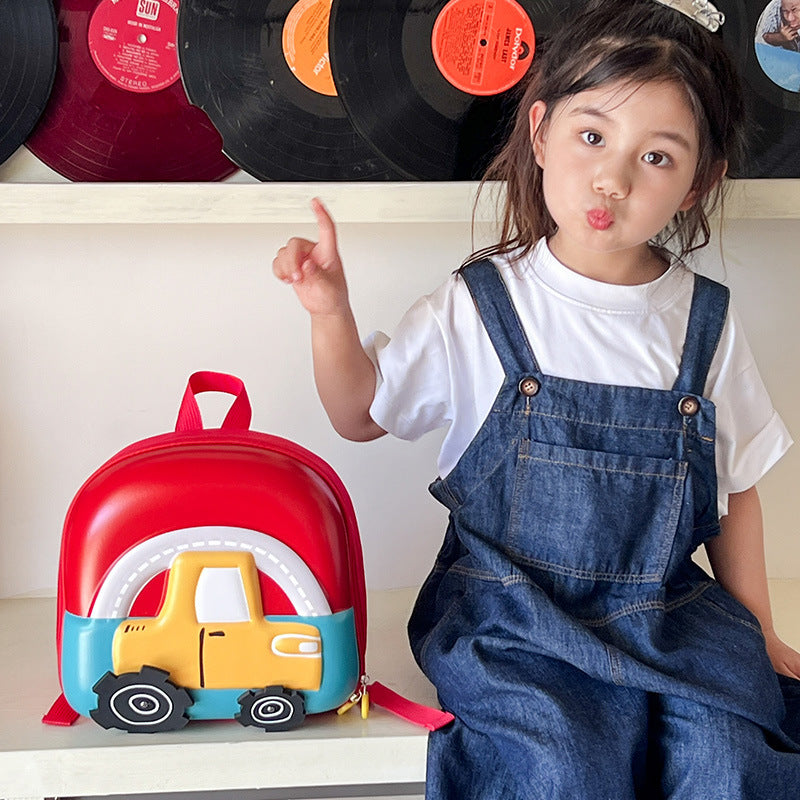 New Children's Schoolbag Kindergarten Schoolbag Primary School Student Schoolbag Cute Anime Car Boys and Girls Eggshell Backpack