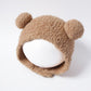 Autumn and winter children's plush bear hat scarf two-piece fleece-lined warm scarf cute plush hat baby